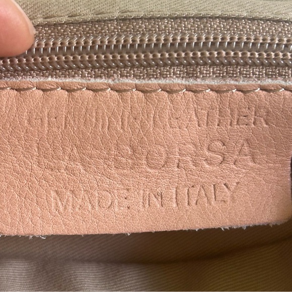 La Borsa Genuine Leather from Italy Crossbody/Wristlet Purse Tan Pale Pink - Picture 2 of 15